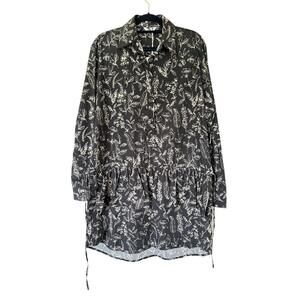 Thakoon Dress Size 4 Black print Shirt Dress Collared Button Up ITALY NEW TAGS